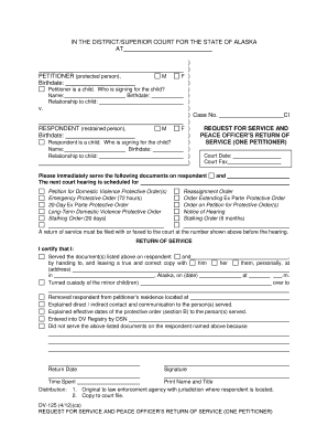 Alaska Domestic Violence Protective Order Request