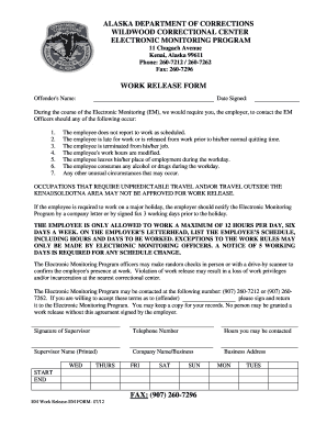 alaska work release program form