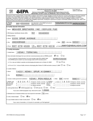 Notice of Intent for Stormwater Discharges