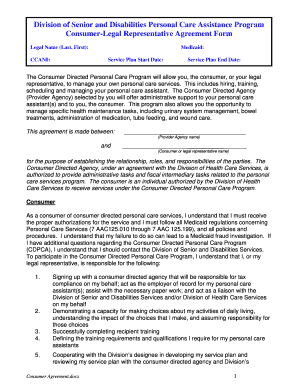 Consumer-Legal Representative Agreement Form