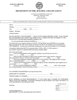Arizona License Renewal Form