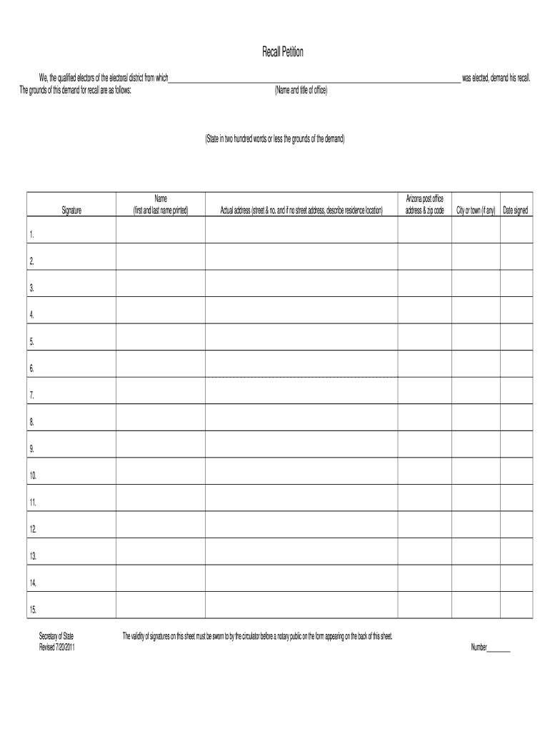 Recall Petition - Fill Online, Printable, Fillable, Blank  pdfFiller Inside Blank Petition Template