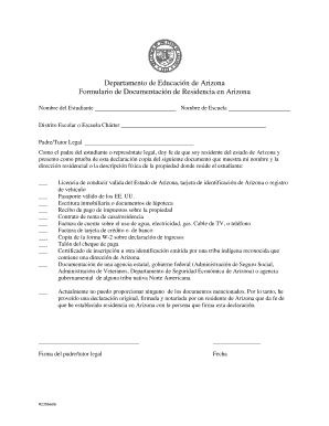 Formulario de Documentación de Residencia en Arizona