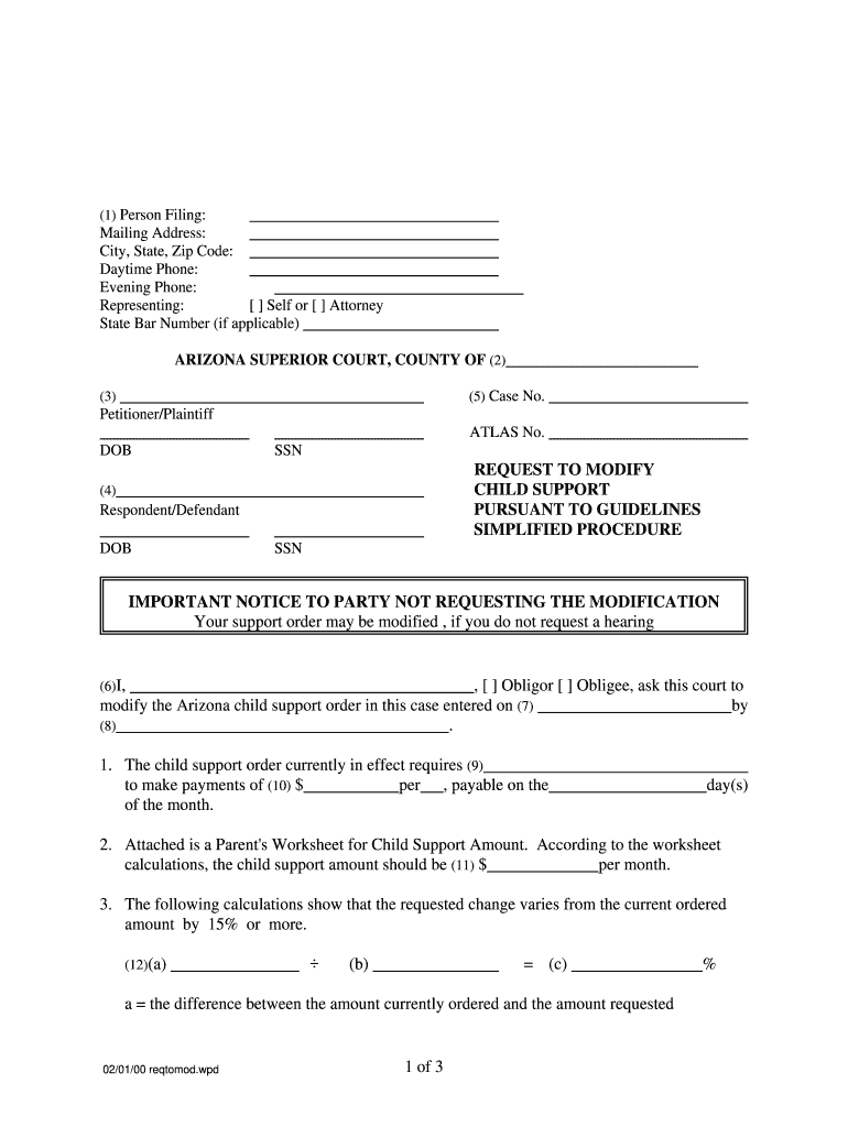 arizona child support modification simplified Preview on Page 1.