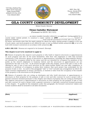 Arizona Owner-Installer Statement