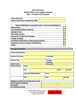 Self Disclosure Guidelines - AHCCCS - azahcccs