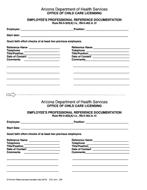 Arizona Employee Professional Reference Documentation