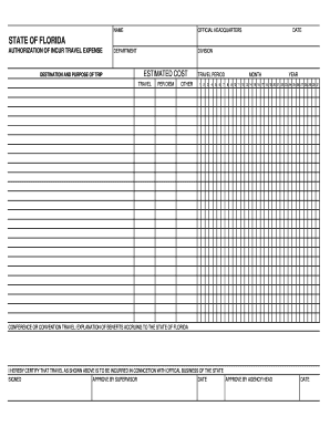 Florida Travel Expense Authorization Form