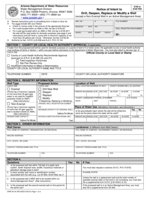 Arizona Well Drilling Notice of Intent