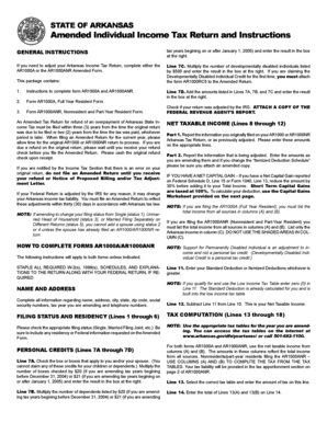 Arkansas Amended Individual Income Tax Return