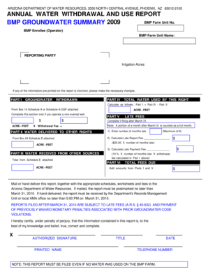 Arizona Annual Water Withdrawal and Use Report