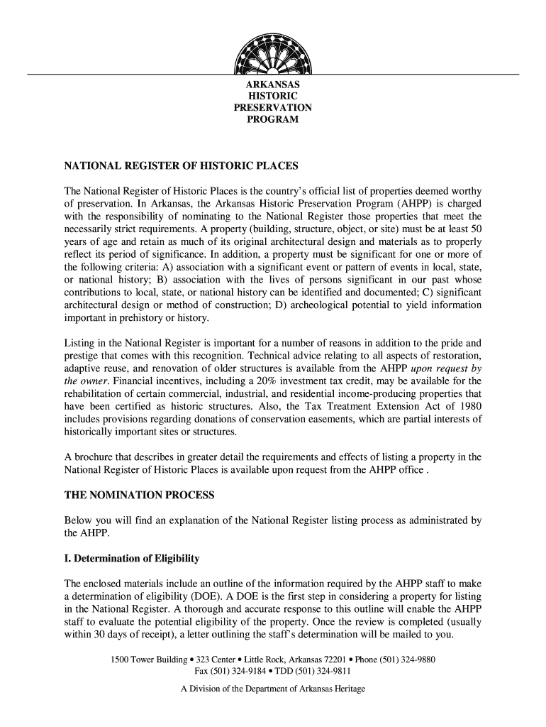 The National Register of Historic Places is the countrys official list of properties deemed worthy Preview on Page 1