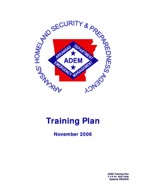 TRAINING PLAN - Arkansas Department of Emergency Management - adem arkansas