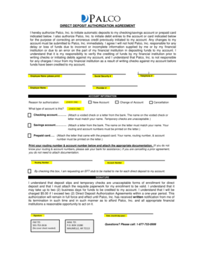 Direct Deposit Authorization Agreement