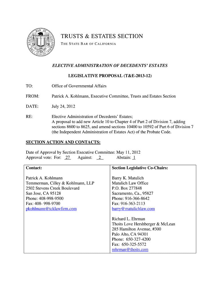 TRUSTS and ESTATES SECTION - The State Bar of California Preview on Page 1