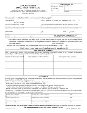 Oregon Small Tract Forestland Application