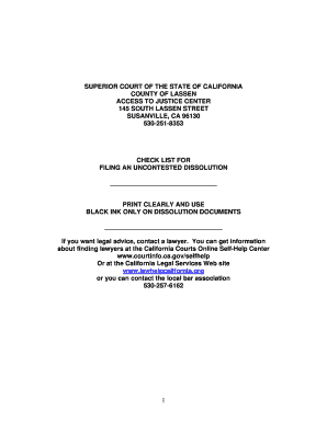 California Uncontested Divorce Checklist