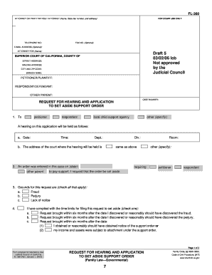 California Support Order Set Aside Request