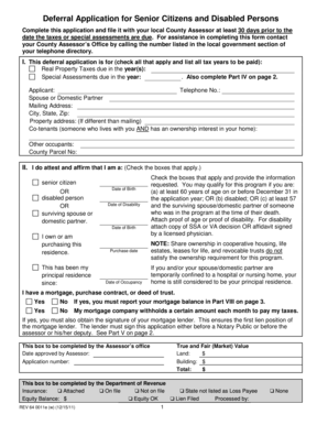 Senior Citizen and Disabled Person Property Tax Deferral Application