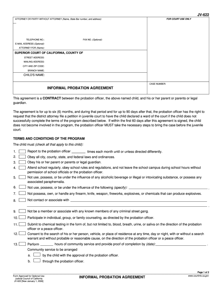 probation agreement Preview on Page 1