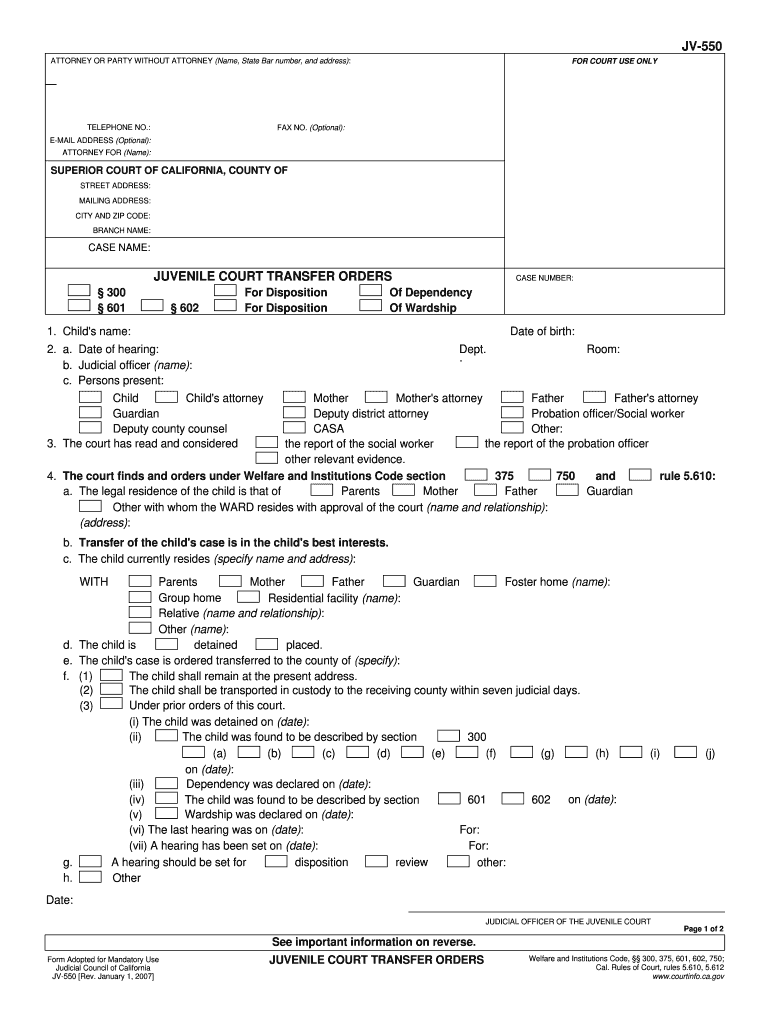 court transfer 2007 form Preview on Page 1