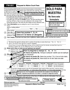 California Court Fee Waiver Request