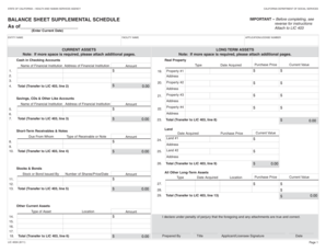 California Balance Sheet Supplemental Schedule