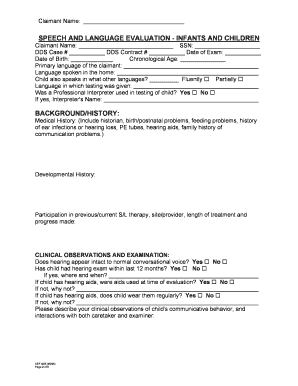 California Speech and Language Evaluation Form