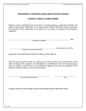 California Family Child Care Home Notification
