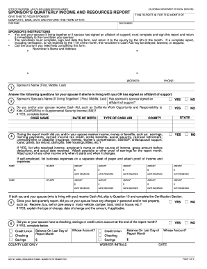 California Sponsor’s Quarterly Income and Resources Report