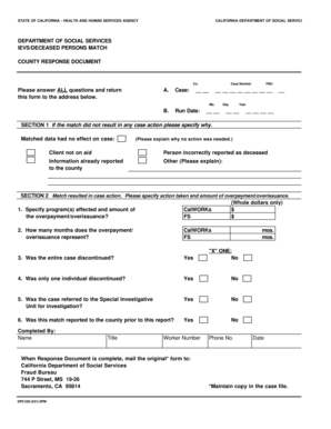 California Deceased Persons Match Form