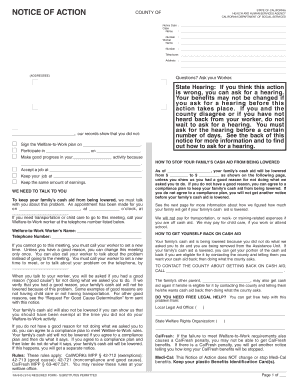 California Welfare-to-Work Notice of Action