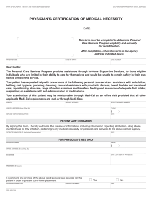 California Physician’s Certification of Medical Necessity