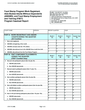California Food Stamp Program Work Registrant Report