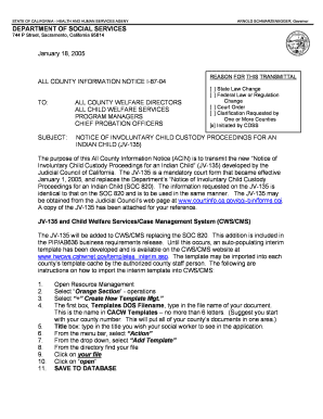California JV-135 Form