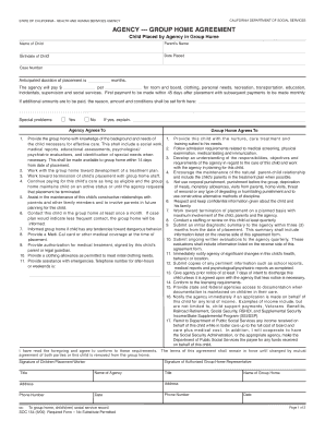 California Group Home Agreement
