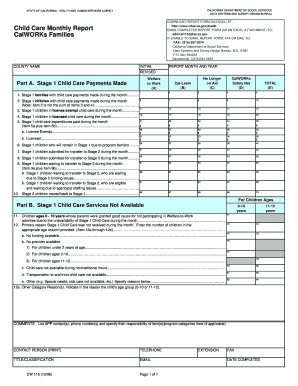 California Child Care Monthly Report