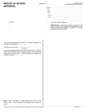 California Cash Aid Approval Notice