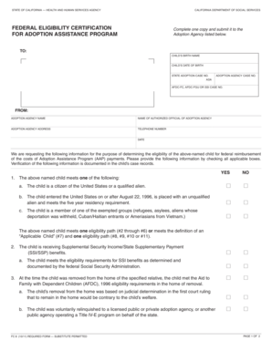 California Adoption Assistance Program Certification