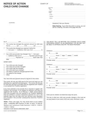 California Child Care Change Notice