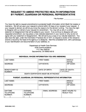 California Health Information Amendment Request Form