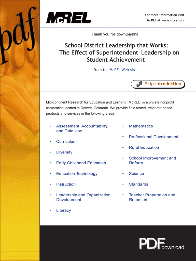 White PaperSchool District Leadership that Works: The Effect Preview on Page 1