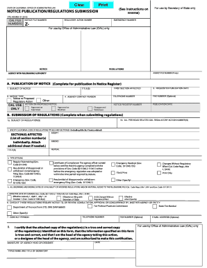 California Notice Publication/Regulations Submission