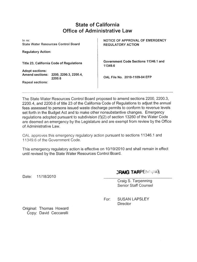 Office of Administrative Law - State of California - oal ca Preview on Page 1
