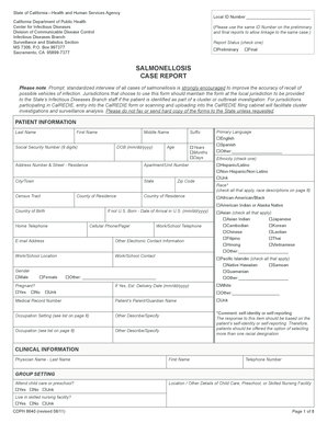 California Salmonellosis Case Report