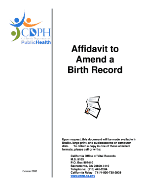 Date of birth affidavit format - Affidavit - Birth PAMPHLET (10-08) MERGED5 - California ... - cdph ca