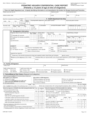 California HIV/AIDS Surveillance Form