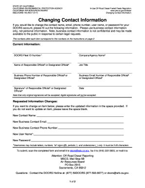 California DOORS Contact Information Change Form
