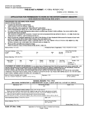 California Entertainment Work Permit Application