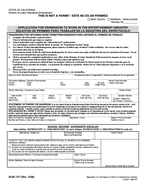 California Entertainment Work Permit Application